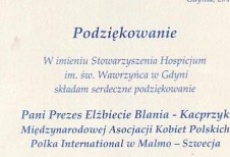 22 500skr =10 000 PLN
dla Hospicjum dla Dzieci w Gdyni 